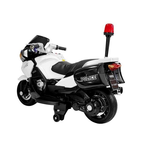 Vienvietis elektrinis policijos motociklas vaikams HZB118, baltas 