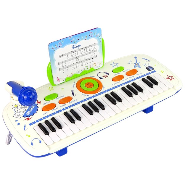 Elektrinis pianinas su mikrofonu Blue USB MP3, 37 klavišai, baltas