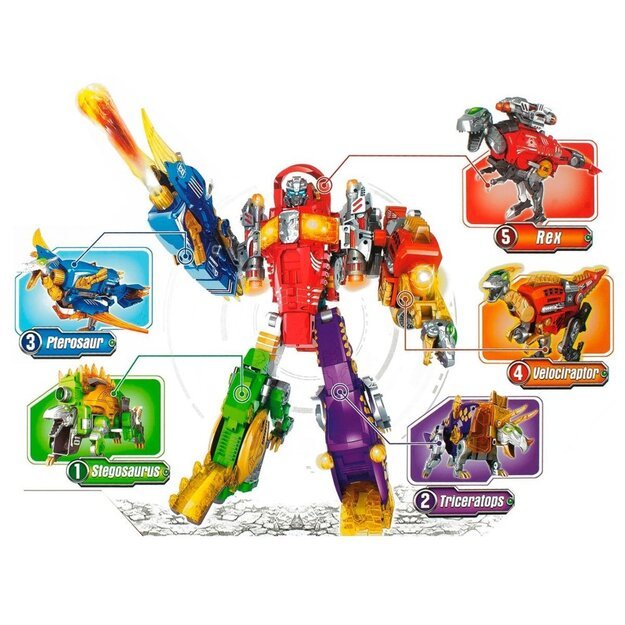 Transformeris dinozauras Dinobots 2in1 su šaudymo funkcija, oranžinis