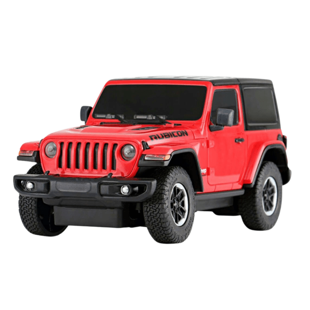 Nuotoliniu būdu valdomas JEEP Wrangler JL Rubicon automobilis, raudonas