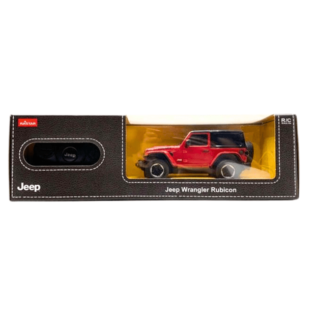 Nuotoliniu būdu valdomas JEEP Wrangler JL Rubicon automobilis, raudonas