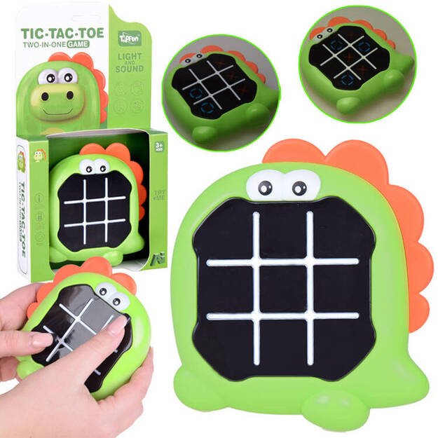 Elektroninis žaidimas vaikams „Tic Tac Toe Dino“ 3in1, žalias