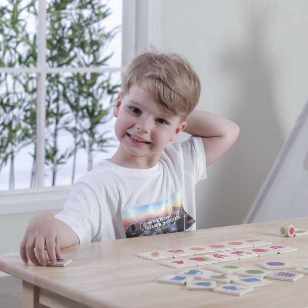 Edukacinė medinė Montessori dėlionė „Spalvos ir formos“ 38 el., VIGA