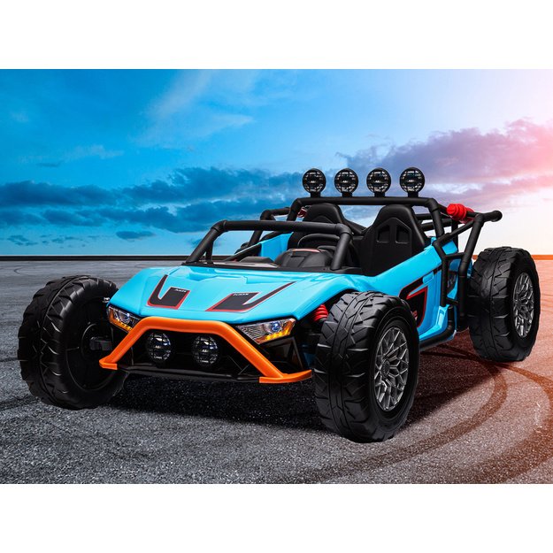 Dvivietis elektromobilis bagis Auto Buggy Racing, 24V, mėlynas