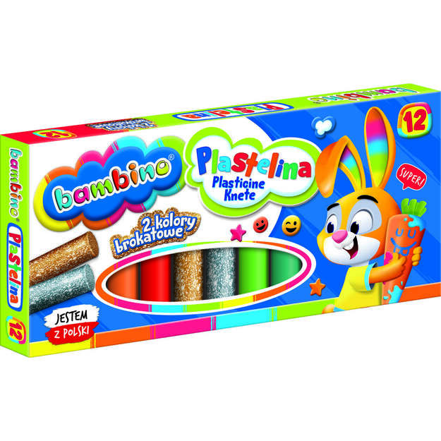 Spalvotas plastilinas, 12vnt., Bambino