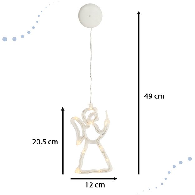 Kalėdinė LED dekoracija, angelas, šiltai balta