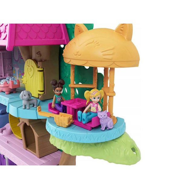 Žavingas medžio namelis su lėle ir gyvūnais „Mattel Polly Pocket“