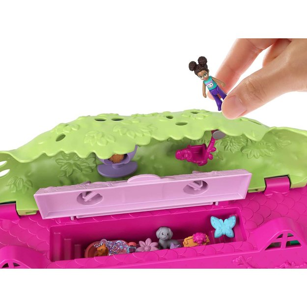 Žavingas medžio namelis su lėle ir gyvūnais „Mattel Polly Pocket“