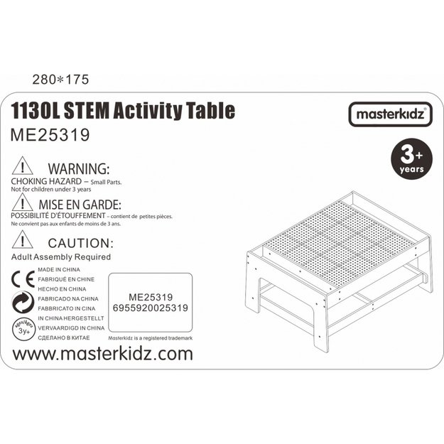 Medinis mokomasis stalas su priedais ir 135 kaladėlėmis, MASTERKIDZ