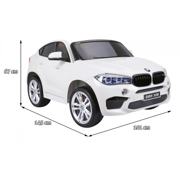 Dvivietis elektromobilis vaikams BMW X6 M XXL, baltas