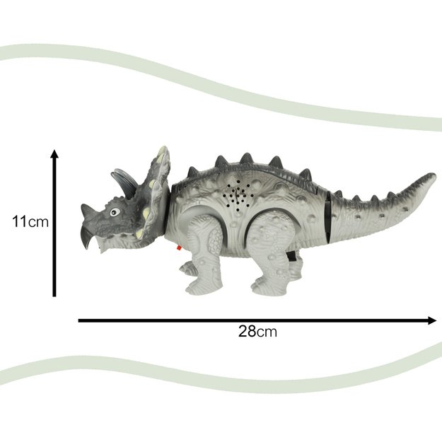 Interaktyvus riaumojantis dinozauras triceratopsas, pilkas