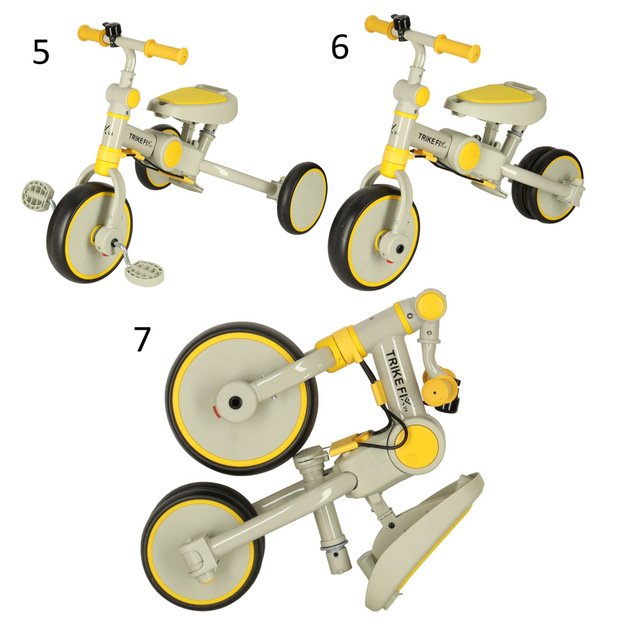 Vaikiškas triratukas su stogeliu ,,Trike Fix V4", šviesiai geltonas