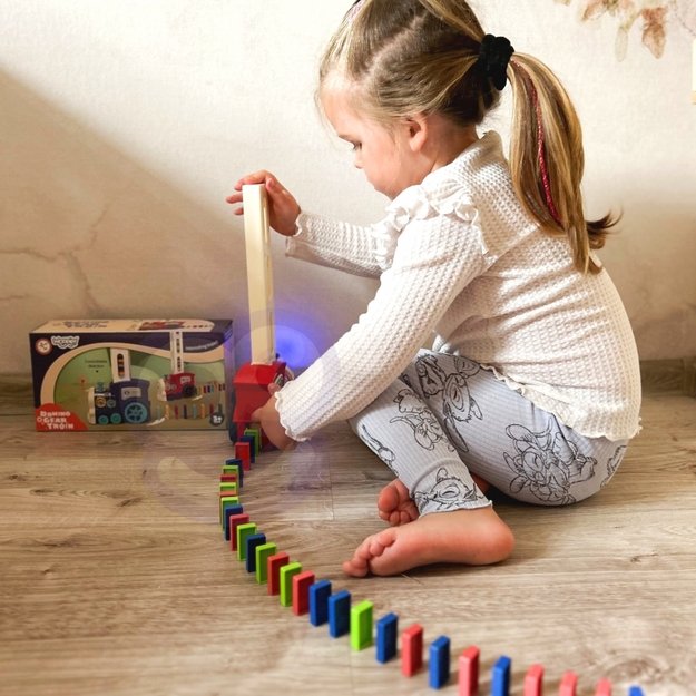 Lokomotyvas ir Domino kaladėlėms su garso ir šviesos efektais, WOOPIE