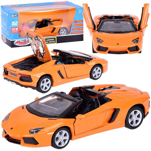 Metalinis automobilio modelis Lamborghini Aventador Roadster, oranžinis