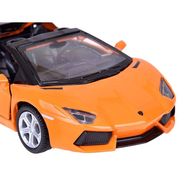 Metalinis automobilio modelis Lamborghini Aventador Roadster, oranžinis