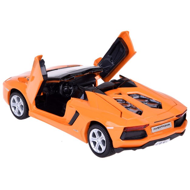 Metalinis automobilio modelis Lamborghini Aventador Roadster, oranžinis