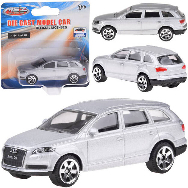 Metalinis automobilio Audi Q7 modelis, sidabrinis