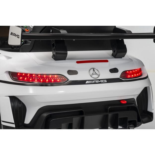 Vienvietis elektrinis sportinis automobilis Mercedes AMG GT3 vaikams, baltas