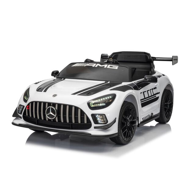 Vienvietis elektrinis sportinis automobilis Mercedes AMG GT3 vaikams, baltas