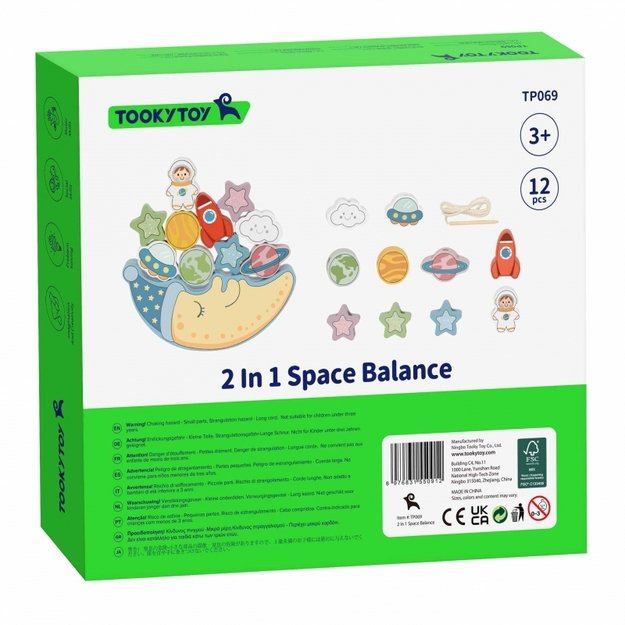 Medinė Montessori balansuojanti dėlionė, mėnulis, TOOKY TOY