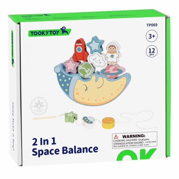 Medinė Montessori balansuojanti dėlionė, mėnulis, TOOKY TOY