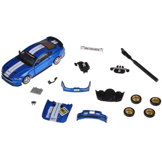 Surenkamas metalinis automobilio Ford Mustang GT rinkinys 1:42, mėlynas