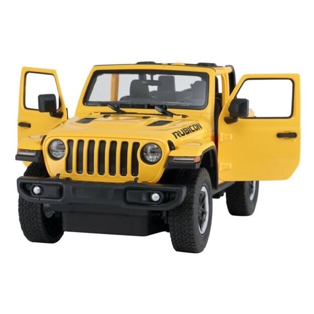 Nuotoliniu būdu valdomas Jeep Wrangler Rubicon visureigis 1:14, geltonas