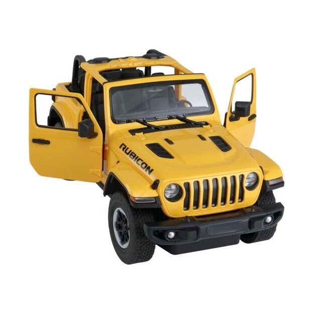 Nuotoliniu būdu valdomas Jeep Wrangler Rubicon visureigis 1:14, geltonas