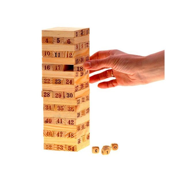 Medinių kaladėlių žaidimas „Jenga“