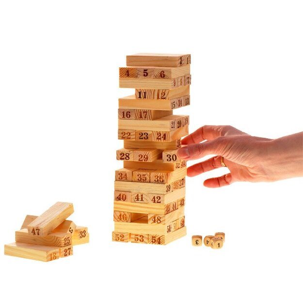 Medinių kaladėlių žaidimas „Jenga“