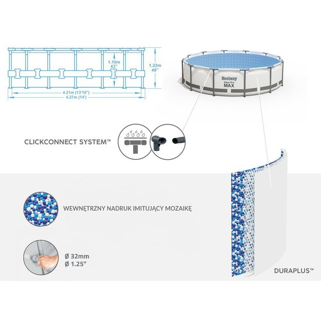 Karkasinis baseinas Bestway Steel Pro Max 427x122cm, 10in1