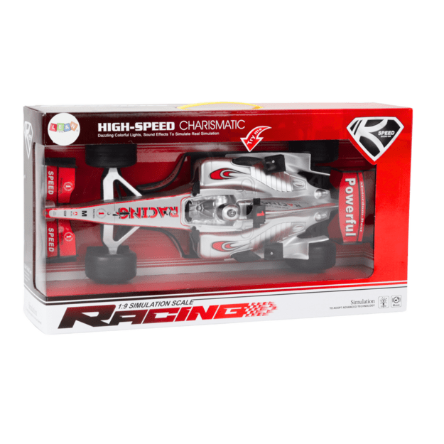 Žaislinis sportinis F1 automobilis 1:9, sidabrinis