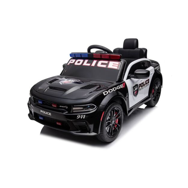 Vienvietis policijos elektromobilis vaikams Dodge Charger, juodas