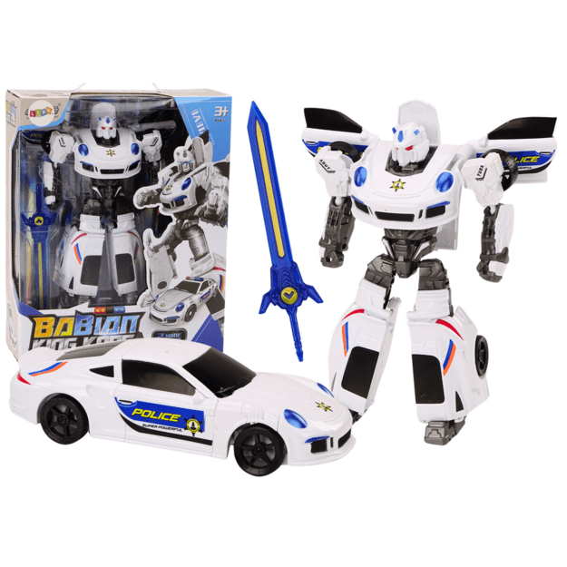 Policijos robotas transformeris 2in1, baltas