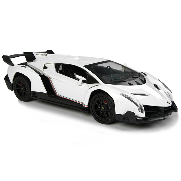 Radijo bangomis valdomas Lamborghini Veneno 1:24 baltas su pulteliu