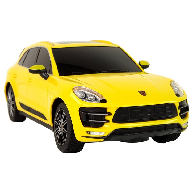 Nuotoliniu būdu valdomas automobilis Porsche Macan turbo, geltonas