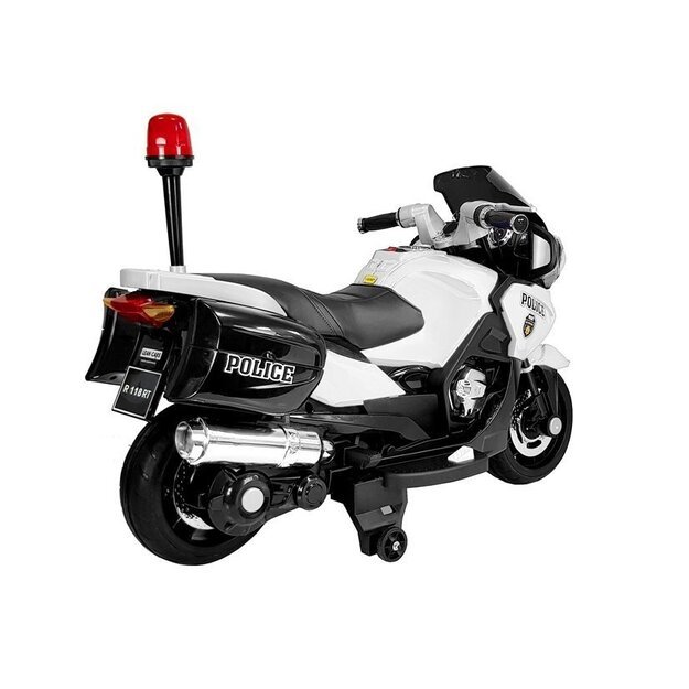 Vienvietis elektrinis policijos motociklas vaikams HZB118, baltas 