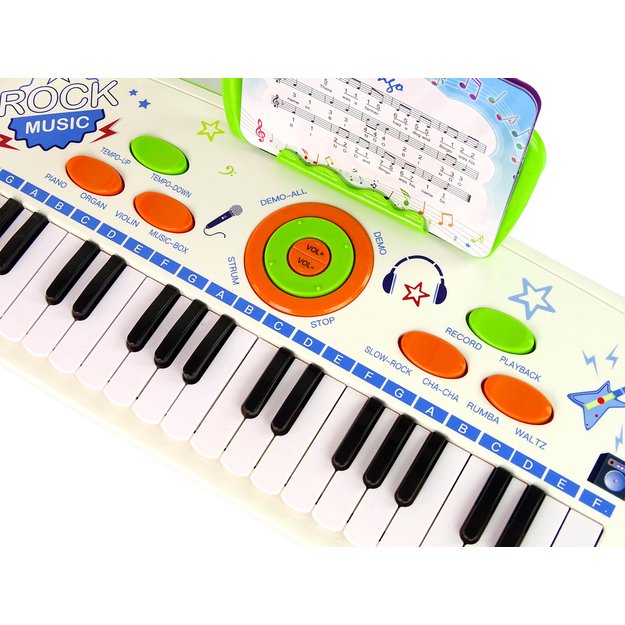 Elektrinis pianinas su mikrofonu Blue USB MP3, 37 klavišai, baltas