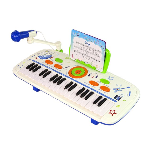 Elektrinis pianinas su mikrofonu Blue USB MP3, 37 klavišai, baltas