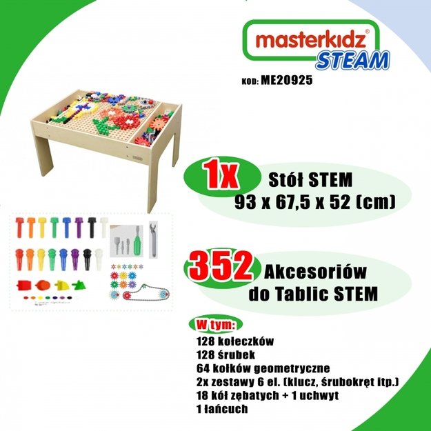 Medinis STEM mokymosi stalas vaikams su priedais, MASTERKIDZ