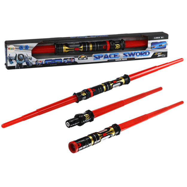 Ištraukiamas kosminis kardas „Cosmic Lightsaber 2in1" su garso ir šviesos efektai