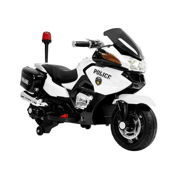 Vienvietis elektrinis policijos motociklas vaikams HZB118, baltas 