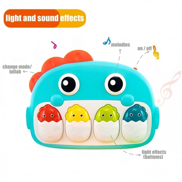Žaislinis pianinas kūdikiams, dinozauras, WOOPIE BABY