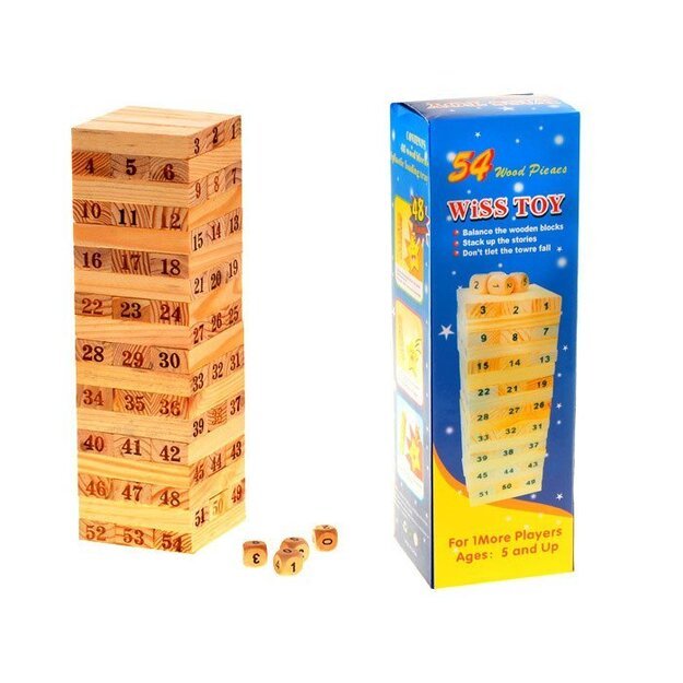 Medinių kaladėlių žaidimas „Jenga“