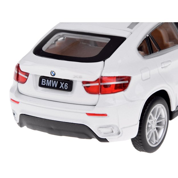 Metalinis automobilis BMW X6 su garso ir šviesos efektais, baltas