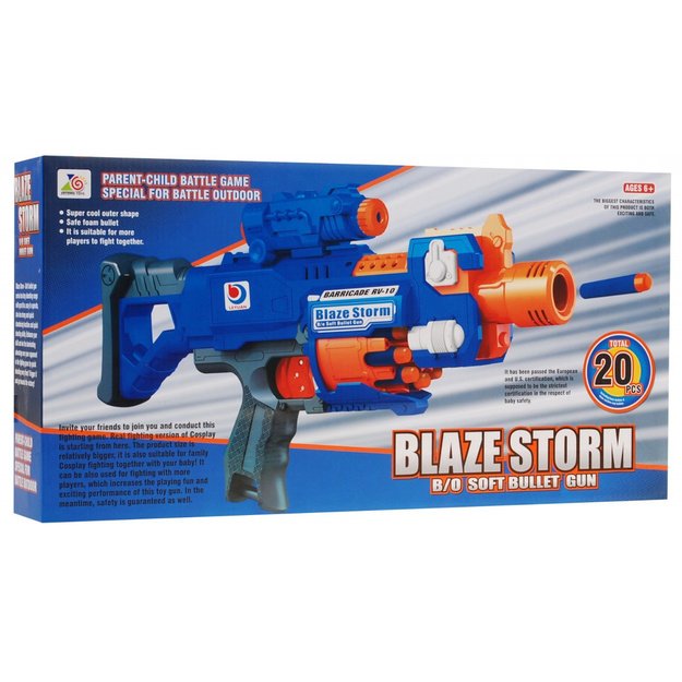 Žaislinis automatinis kulkosvaidis Blaze Storm, mėlynas