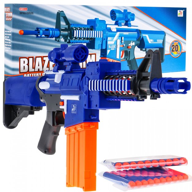 Žaislinis automatinis kulkosvaidis Blaze Storm Rifle, mėlynas