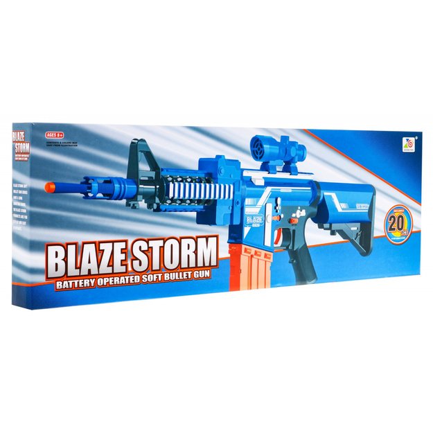 Žaislinis automatinis kulkosvaidis Blaze Storm Rifle, mėlynas