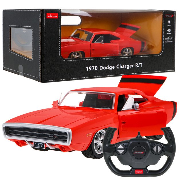 Nuotoliniu būdu valdomas Dodge Charger R/T automobilis 1:16, raudonas